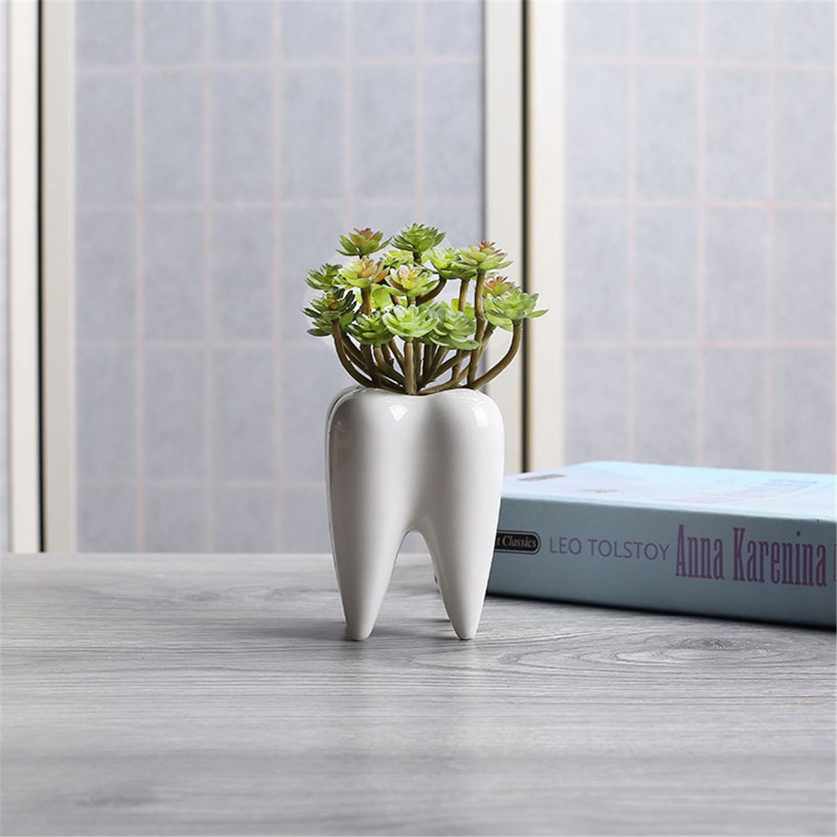 2Pcs-Ceramic-Plant-Flower-Pot-Succulent-Garden-Cute-Teeth-White-Home-Decorative-Storage-Container-1339551