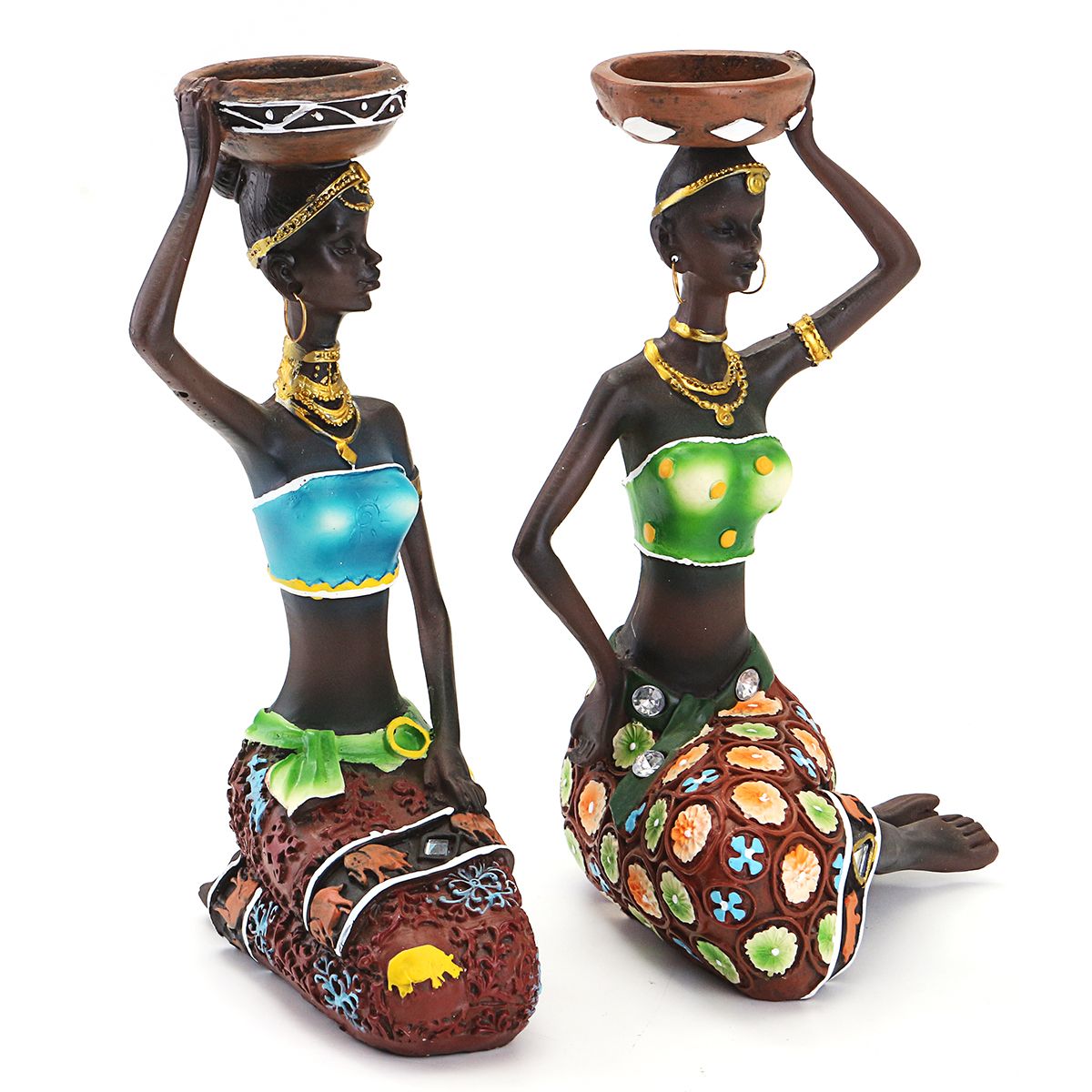 2Pcs-Resin-Figurine-Craft-Candlestick-African-Women-Beauty-Lady-Statue-Decorative-Hardware-1223555