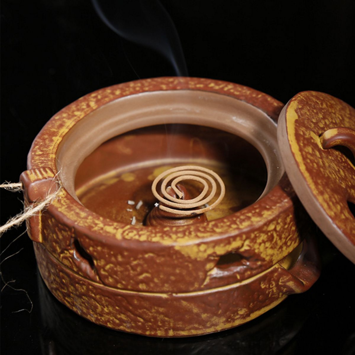 2PcsSet-Ceramic-Incense-Cone-Burner-Incense-Holder-Donkey-Pulling-Millstone-w-Rope-Lucky-Fragrant-Ce-1473621
