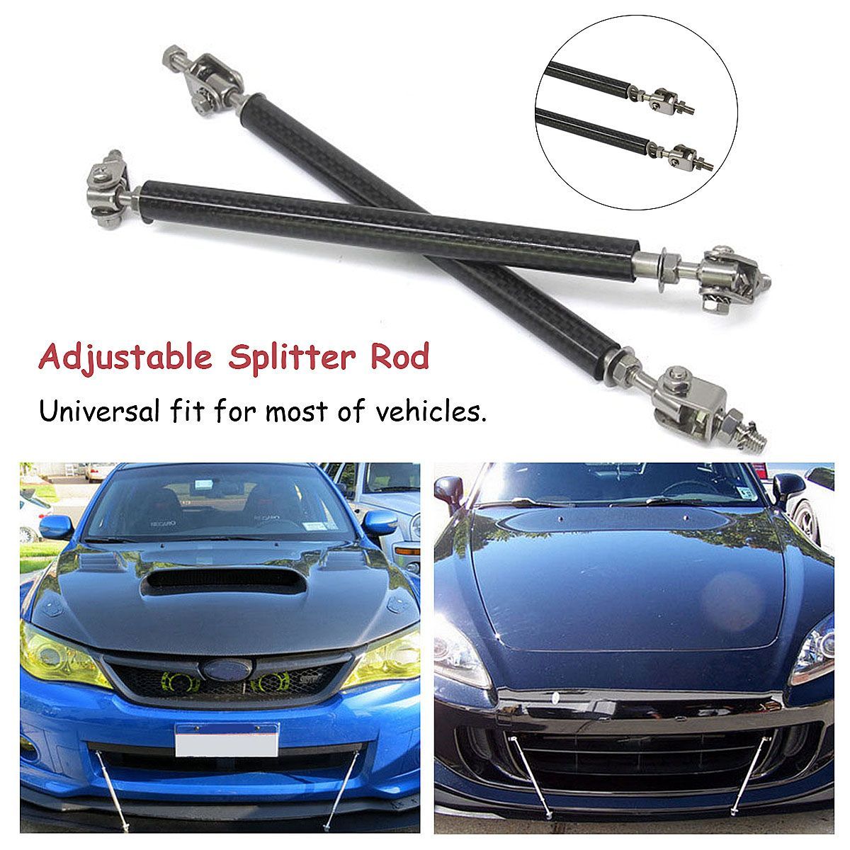 2x-59quot-89quot-Universal-Adjustable-Front-Bumper-Protector-Lip-Splitter-Rod-Tie-Bar-1619767