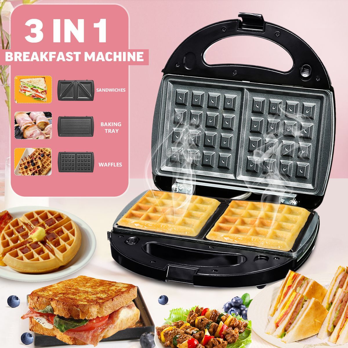 3-in-1-Breakfast-Machine-Maker-Sandwiches-Electric-Panini-Toast-Bread-Waffles-1664585