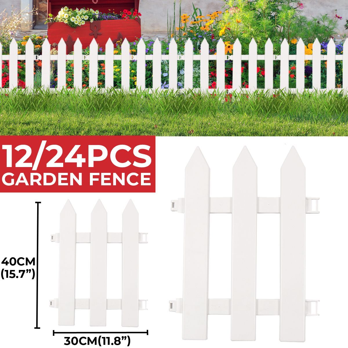 3040CM-Outdoor-PVC-Plastic-White-Fence-Garden-Flowerpot-Parterre-Fence-Decoration-1741814