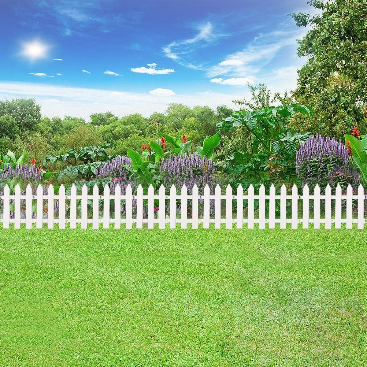 3040CM-Outdoor-PVC-Plastic-White-Fence-Garden-Flowerpot-Parterre-Fence-Decoration-1741814