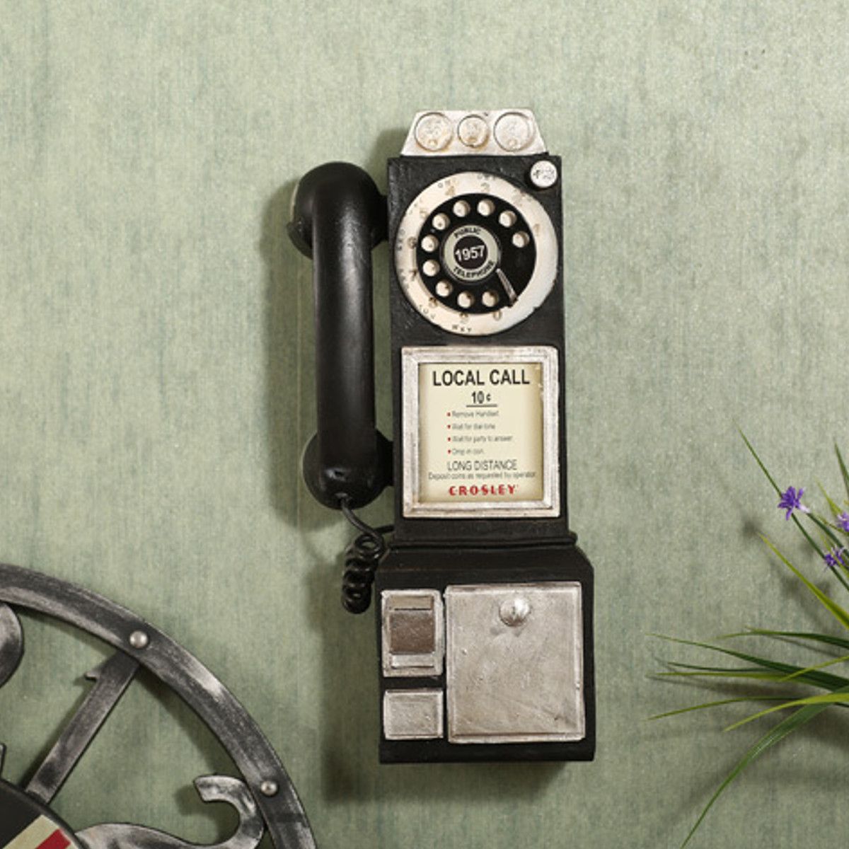 30cm-Black-Vintage-Rotary-Dial-Telephone-Statue-Model-Phone-Booth-Figurine-Decorations-1633450