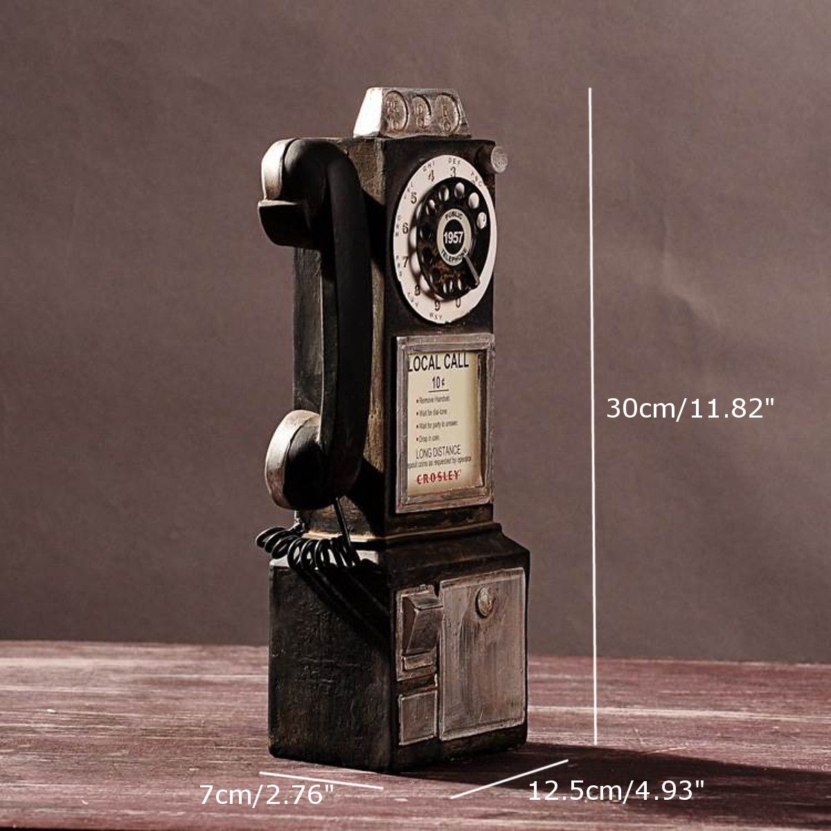 30cm-Black-Vintage-Rotary-Dial-Telephone-Statue-Model-Phone-Booth-Figurine-Decorations-1633450
