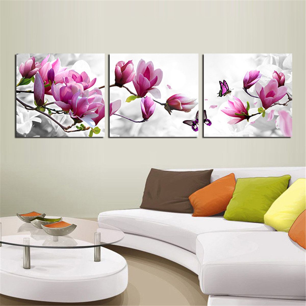 30x30cm-3Pcs-Panel-Framed-Flower-Canvas-Wall-Art-Home-Decor-Modern-Paintings-Print-Picture-1145217