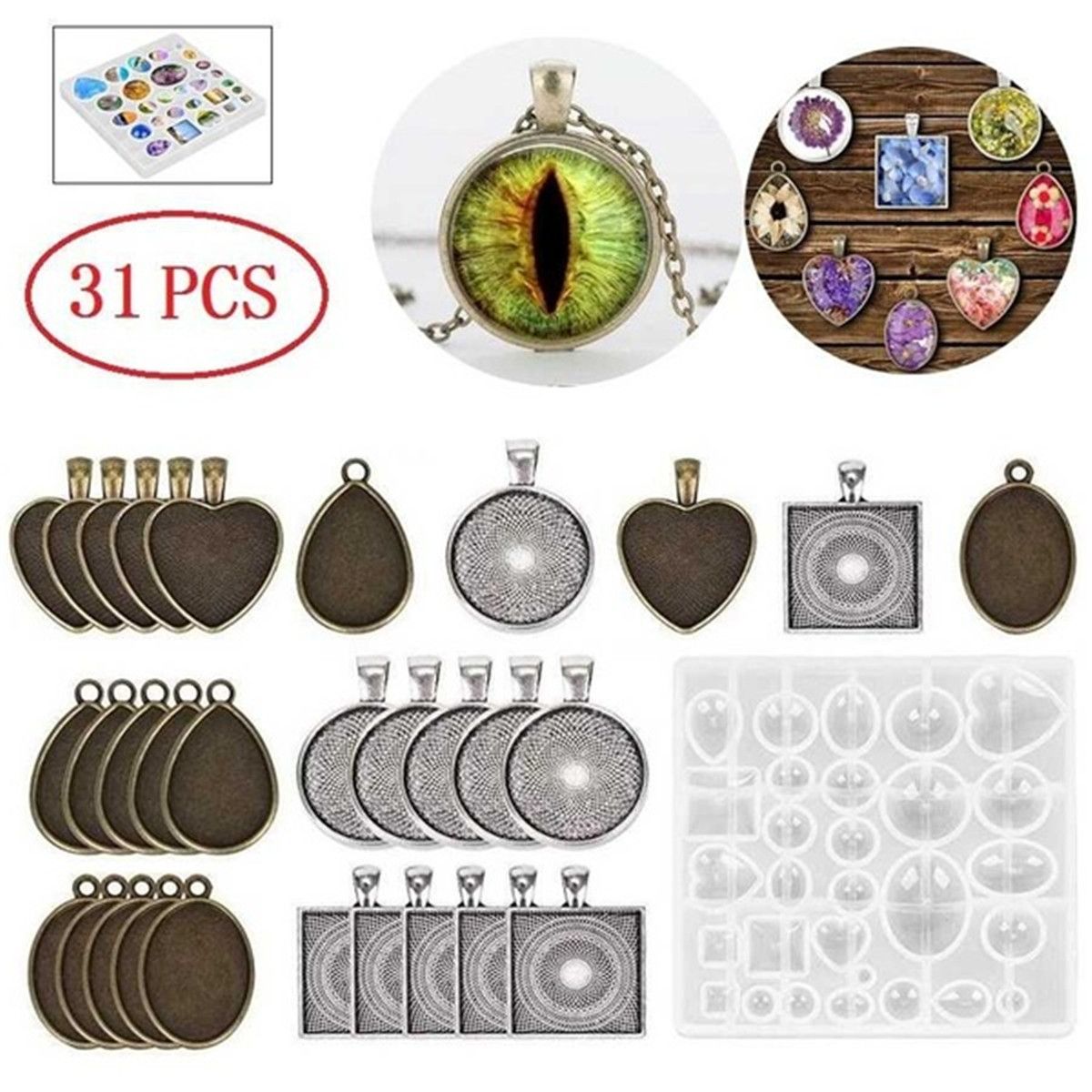 31pcs-Resin-Casting-Molds-Kit-Silicone-Mold-Jewelry-Making-Pendant-DIY-Mould-Set-1685771