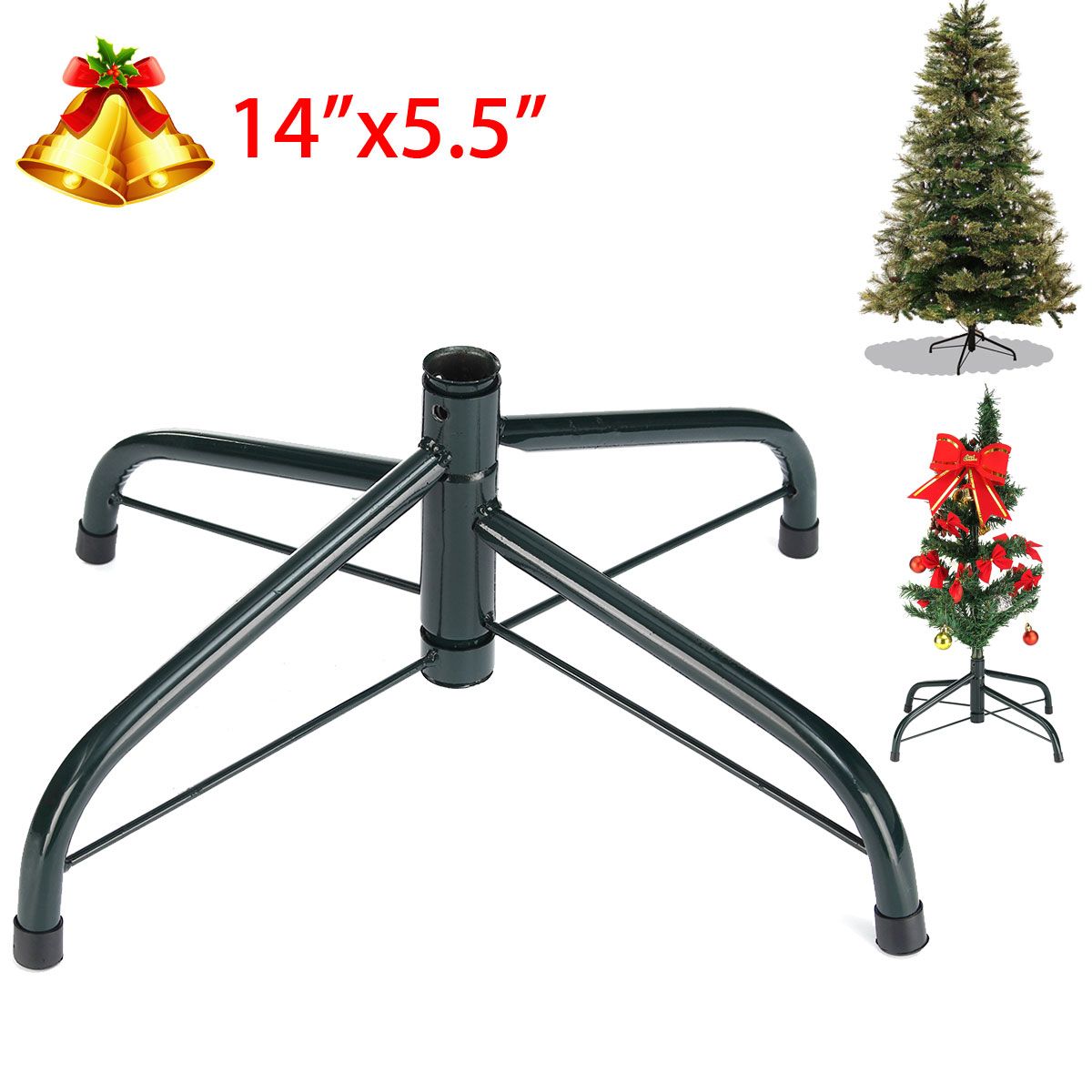 35cm-Cast-Iron-Christmas-Tree-Stand-Green-Metal-Holder-Base-Home-Garden-Decorations-1206264