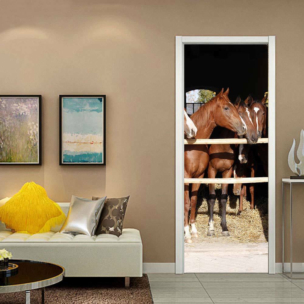 3D-Creative-Horse-Door-Wall-Sticker-Decals-Self-Adhesive-Mural-Home-Art-Decor-1645222