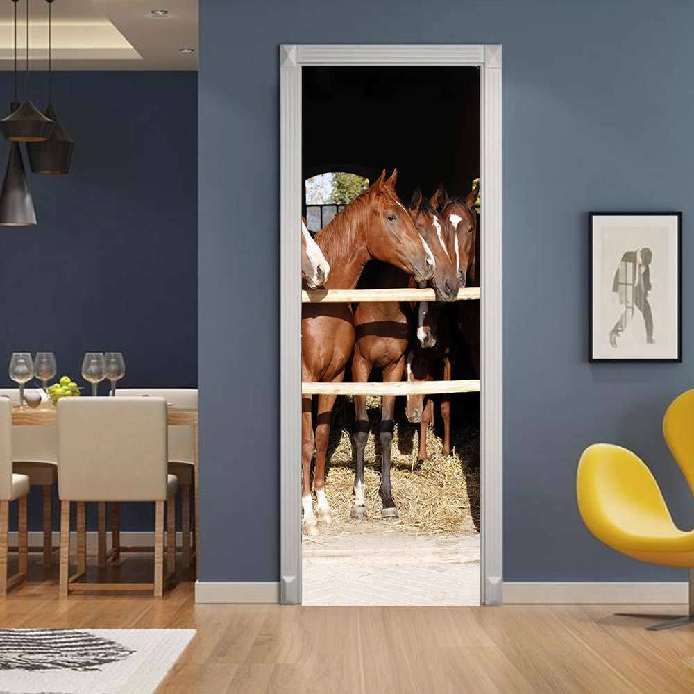 3D-Creative-Horse-Door-Wall-Sticker-Decals-Self-Adhesive-Mural-Home-Art-Decor-1645222