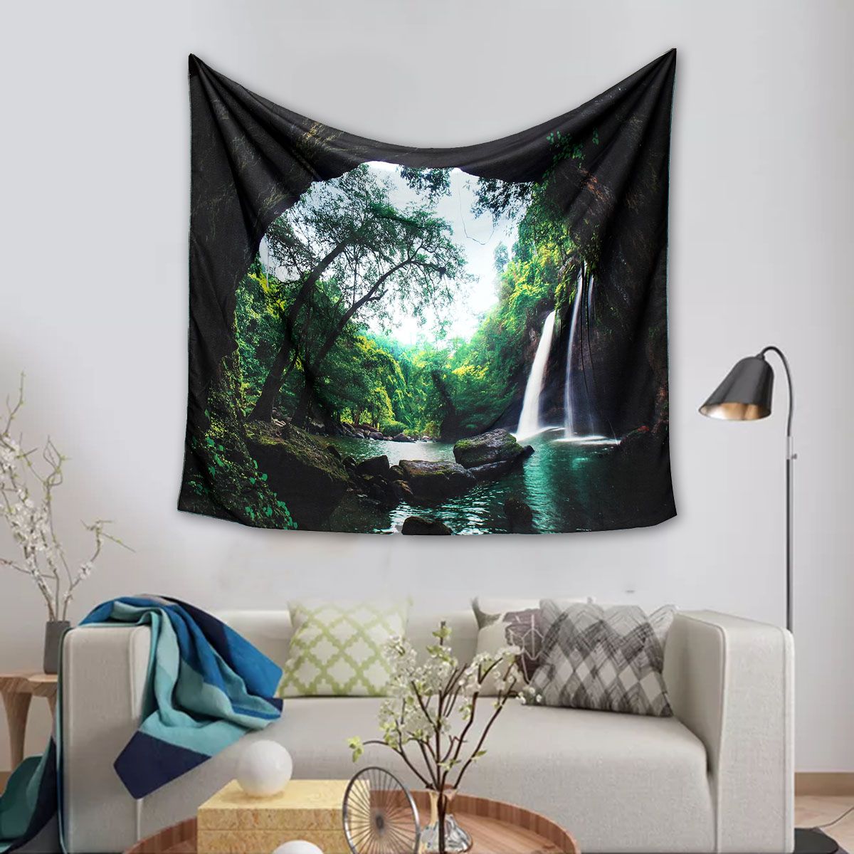 3D-Trees-Great-Waterfall-Print-Wall-Hanging-Tapestry-Decor-Bedspread-1463569