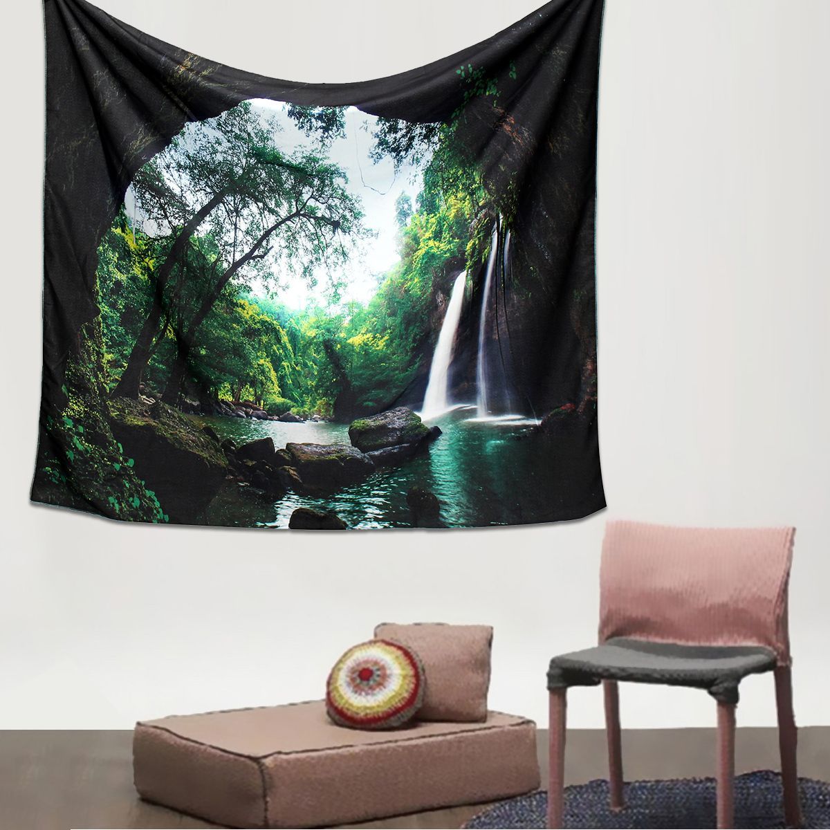 3D-Trees-Great-Waterfall-Print-Wall-Hanging-Tapestry-Decor-Bedspread-1463569