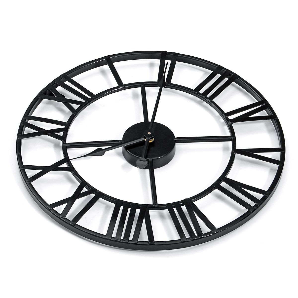 4060cm-Large-Metal-Skeleton-Roman-Numeral-Wall-Clock-Black-Round-Shape-1426215