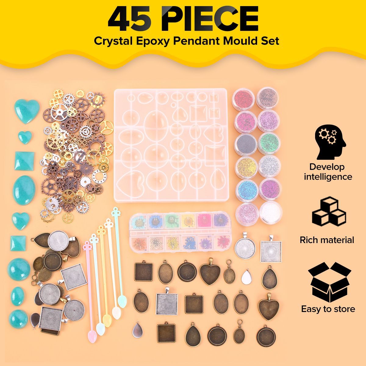 45pcs-Jewelry-Mould-Handmade-Crystal-Glue-DIY-Mould-Set-Resin-Silicone-Mold-1739569