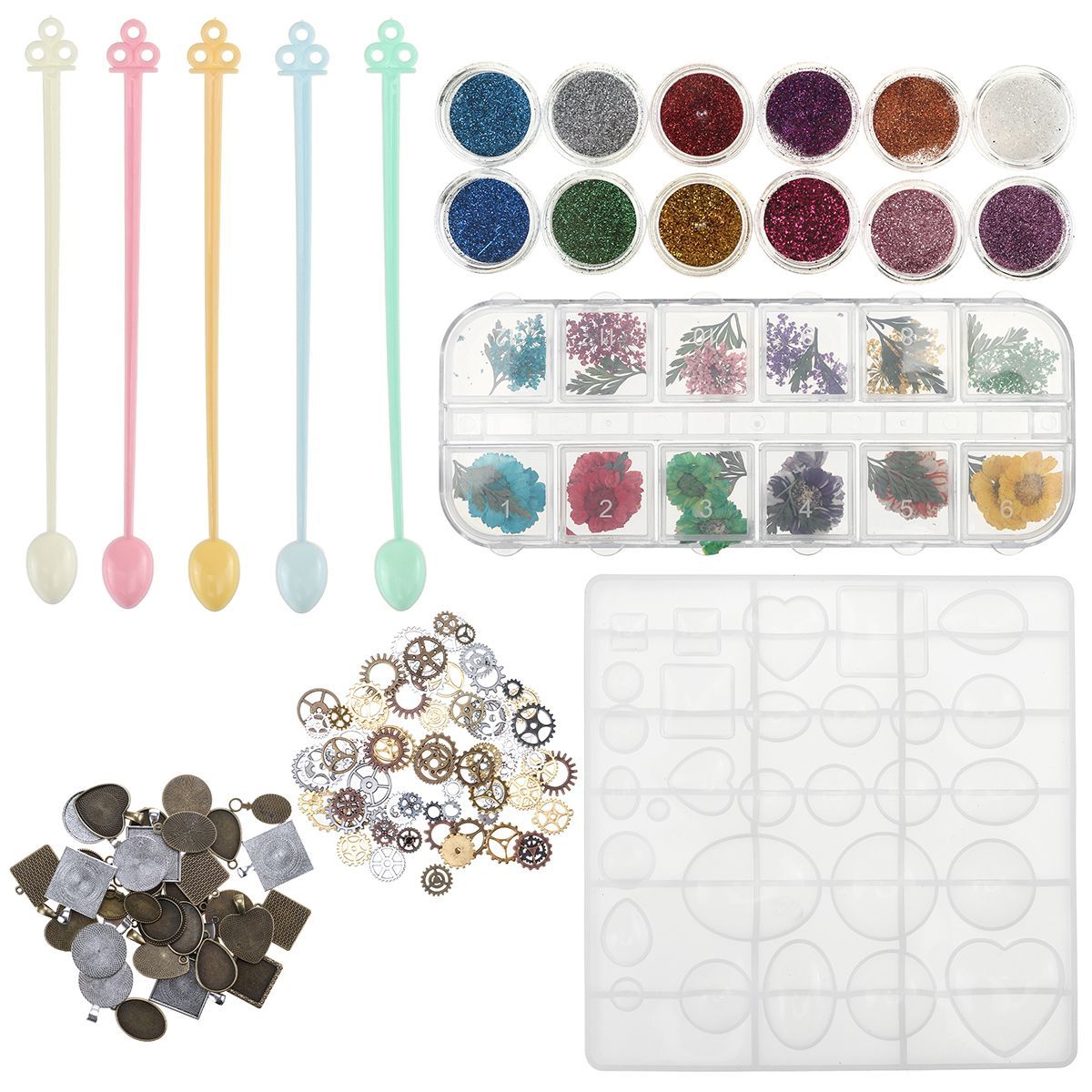 45pcs-Jewelry-Mould-Handmade-Crystal-Glue-DIY-Mould-Set-Resin-Silicone-Mold-1739569