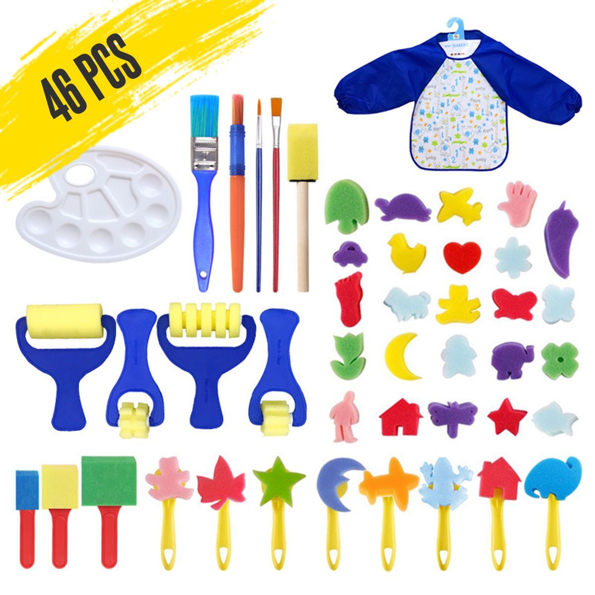 46Pcs-Sponge-Plastic-Graffiti-Drawing-Kids-Toys-Children-Painting-Brush-Flower-1528180