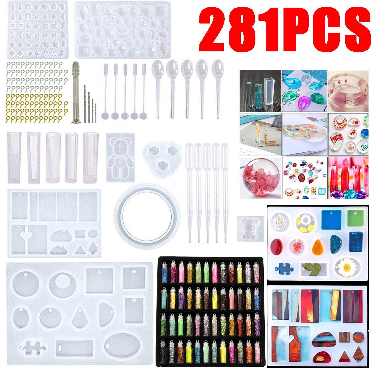 48277pcs-Resin-Casting-Molds-Kit-Jewelry-Pendant-Silicone-Mould-Making-Craft-1762953