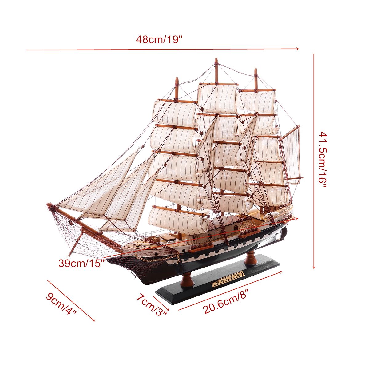 48cm-Wooden-Sailboat-Ship-Model-Building-Sailing-Ship-Display-Scale-Boat-Decor-1563195