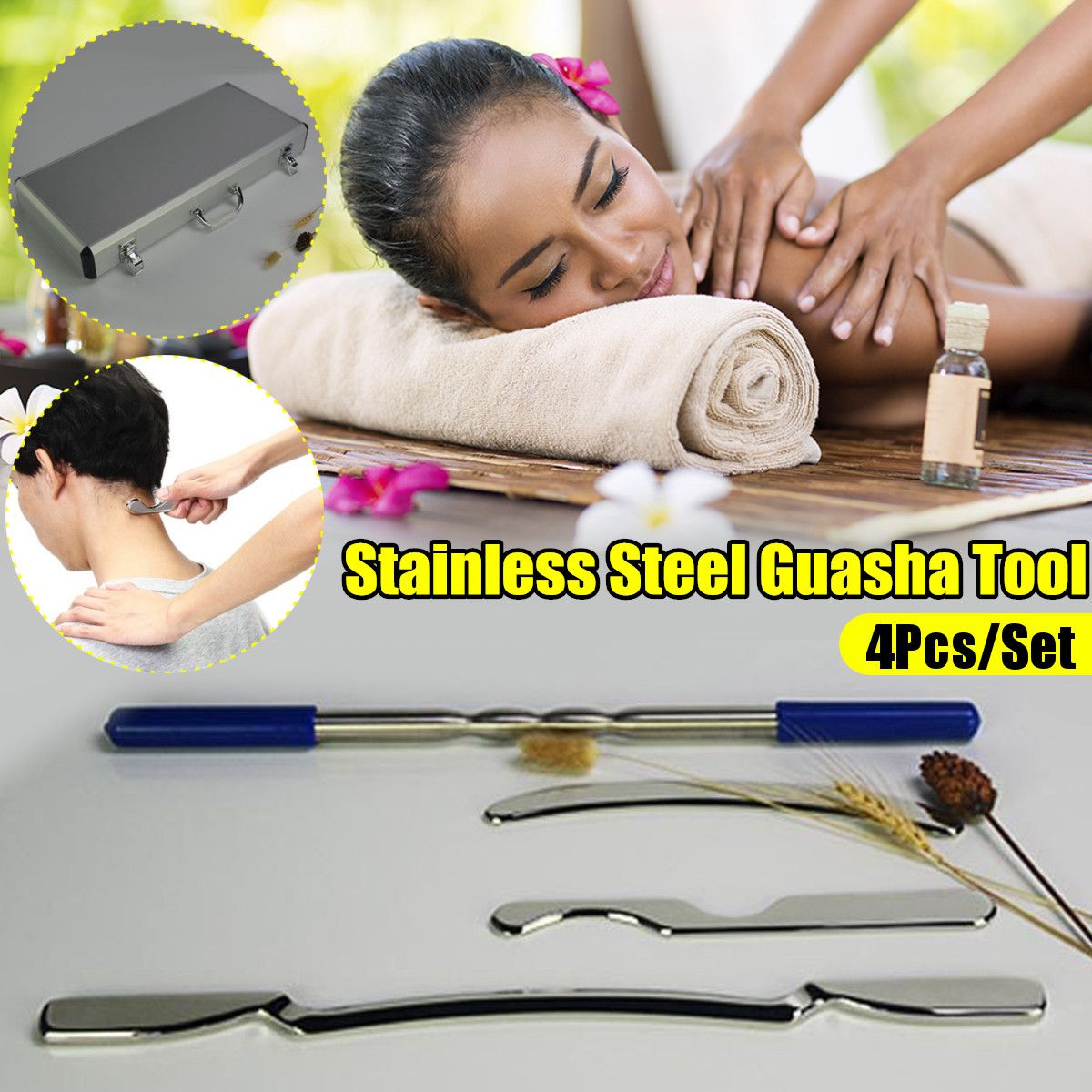4PCS-Stainless-Steel-Gua-Sha-Manual-Massager-Kit-Medical-Grade-Scrapping-MyoFascial-1631484