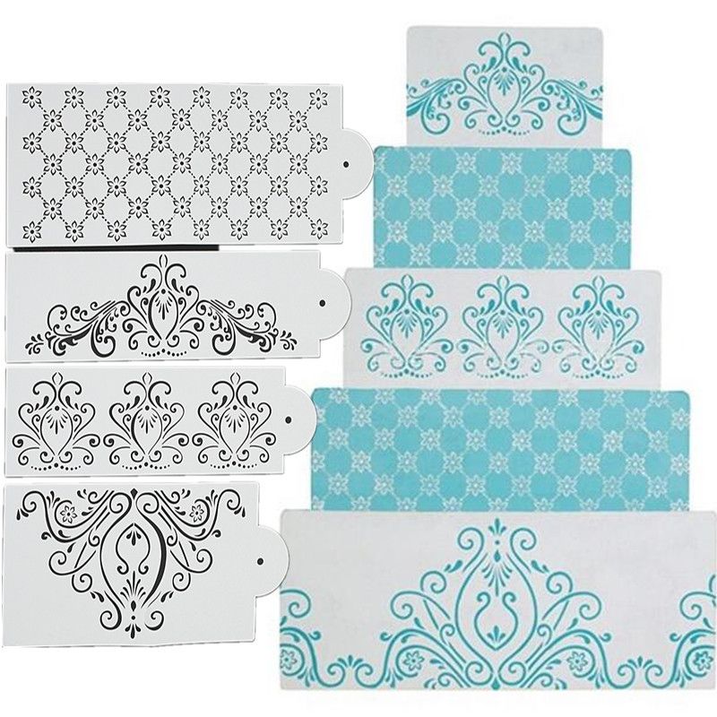 4Pcs-Damask-Lace-Flower-Designer-Stencil-Mould-for-Wedding-Party-Cake-Decorations-1434244