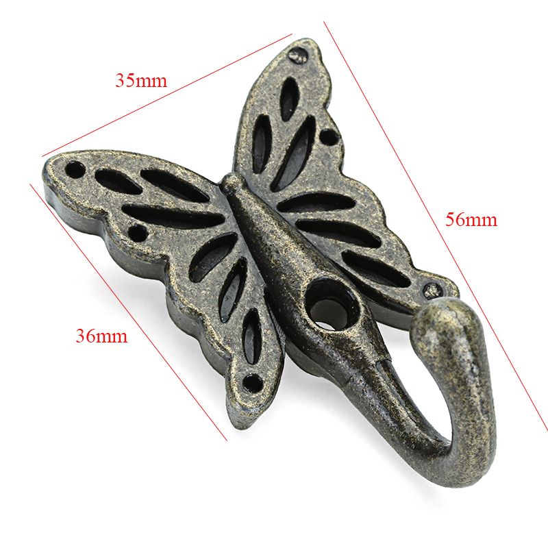 4pcs-3556mm-Antique-Brass-Butterfly-Wall-Hook-Shirt-Coat-Hanger-Vintage-Style-1252119