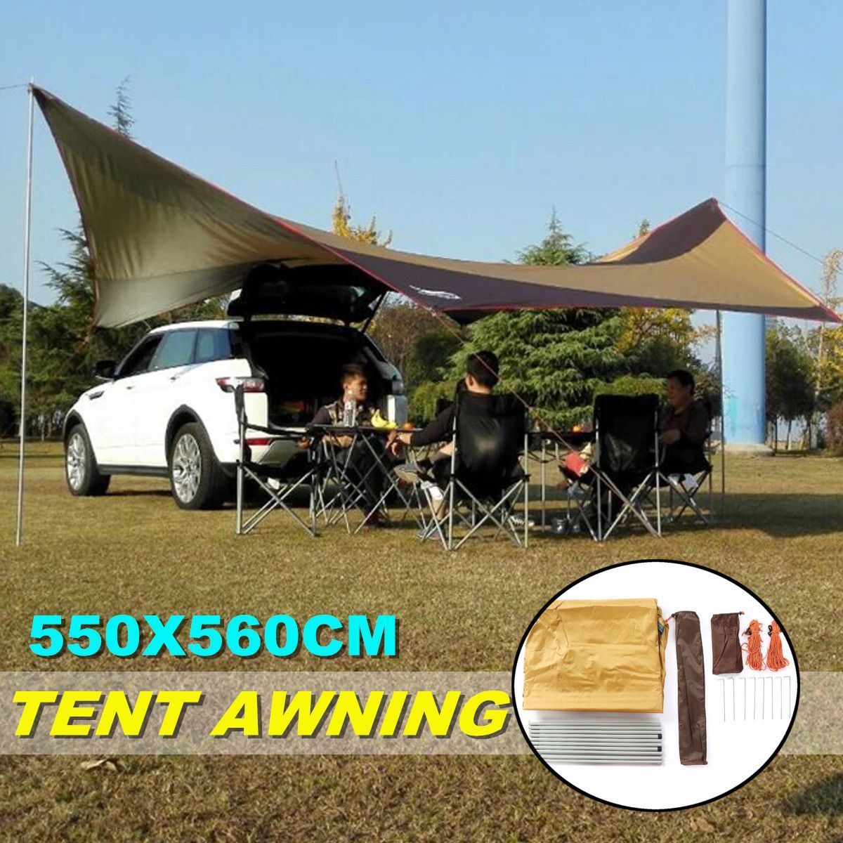 5-8-Person-Waterproof-Car-Side-Awning-Rooftop-Tent-Sun-Shade-SUV-Canopy-Outdoor-1569967