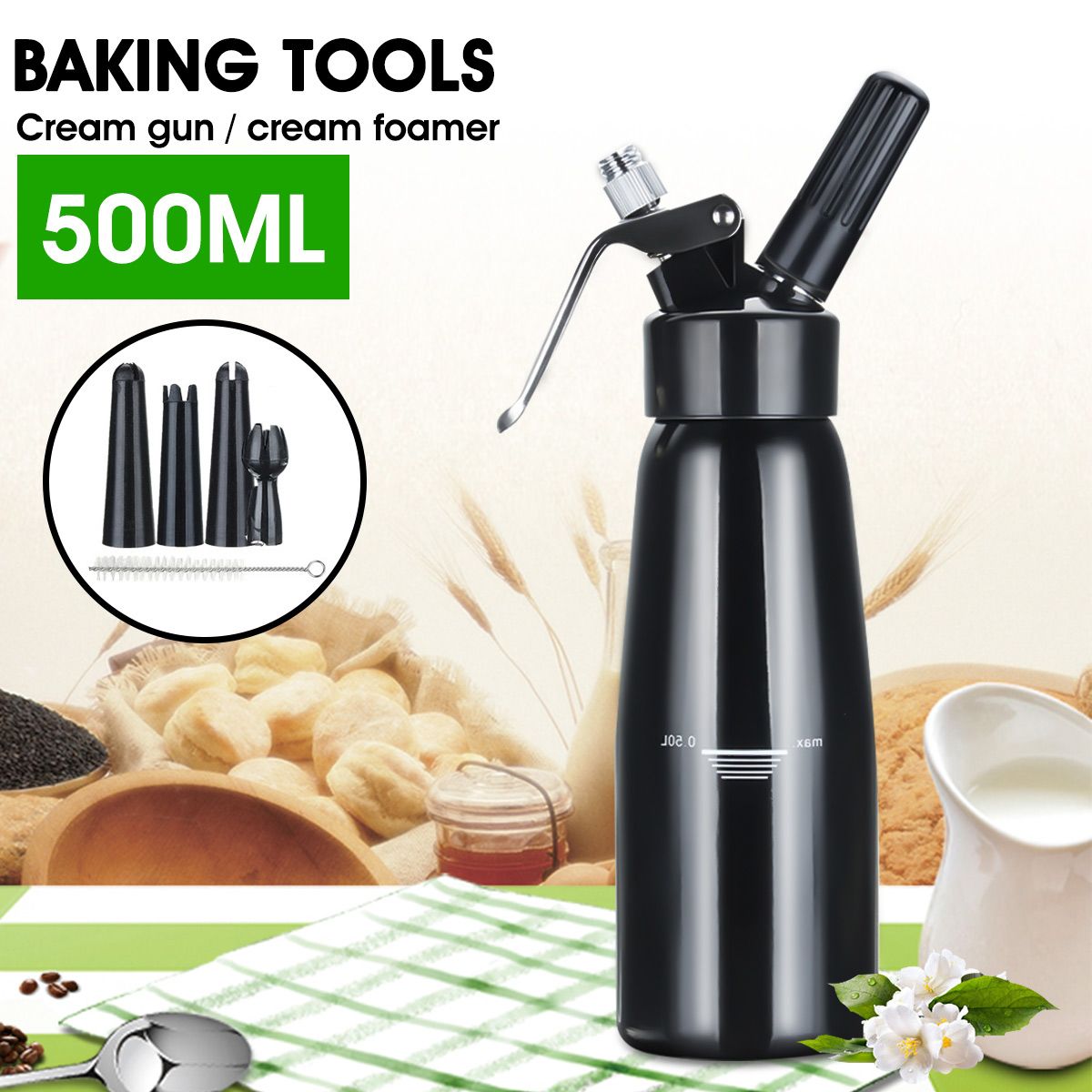 500ml-Black-Cream-Butter-Foam-Whipper-Coffee-Dessert-Cake-Batter-Dispenser-Maker-with-Brush-Nozzle-1351788