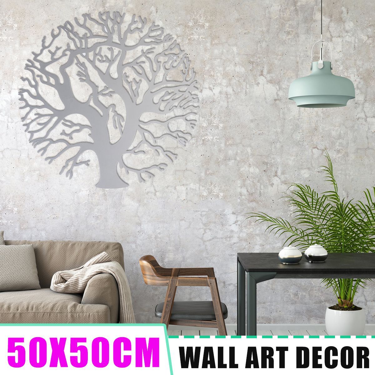 50cm-Round-Tree-of-Life-Metal-Hanging-Wall-Art-Sculpture-Home-Decor-Ornament-1694307