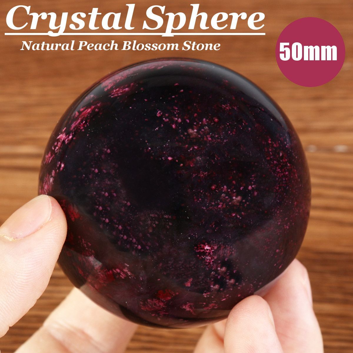 50mm-Natural-Peach-Blossom-Stone-Crystals-Ball-Sphere-Jade-Quartz-Healing-Home-Decor-1537668