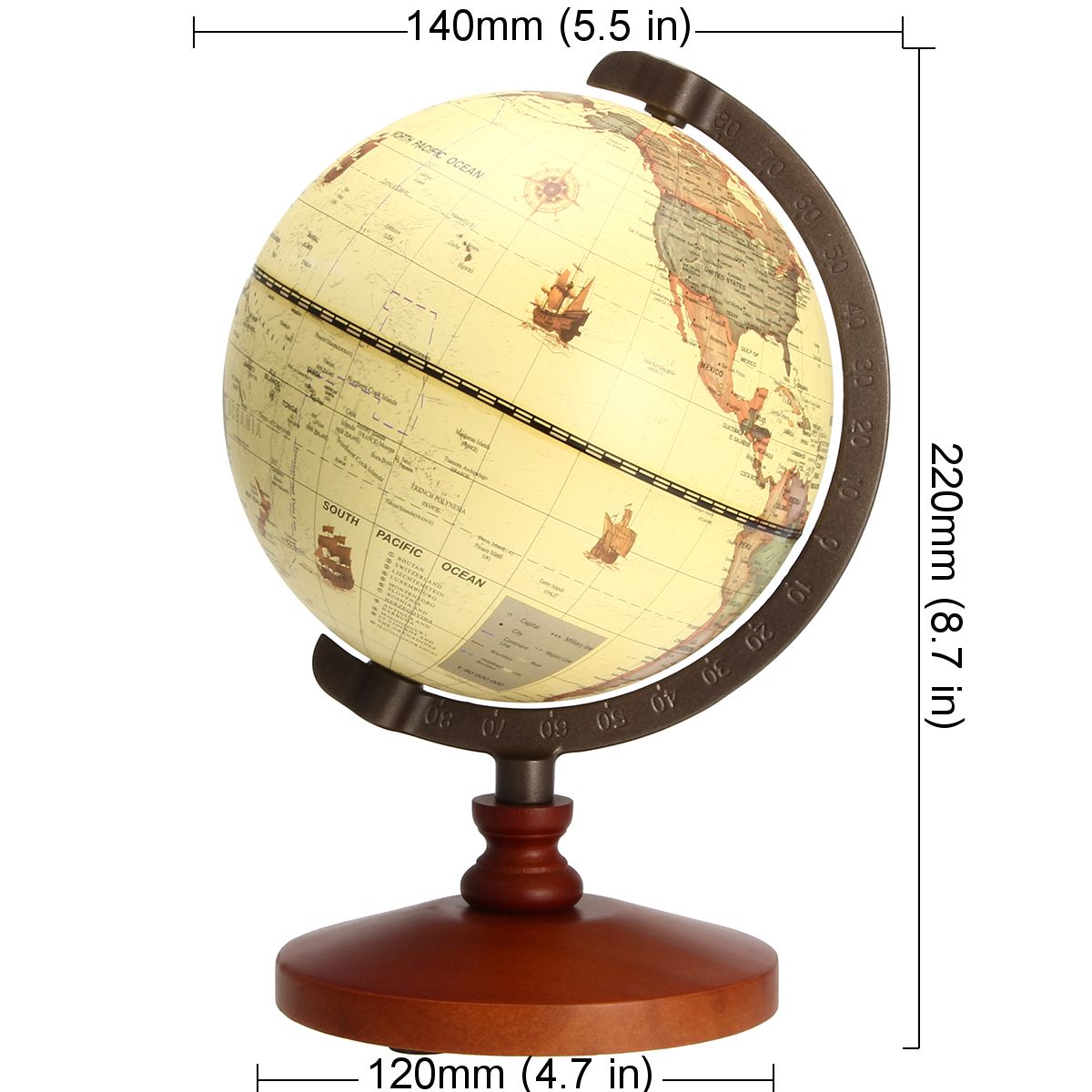 55quot-Vintage-Desktop-Table-Rotating-Earth-World-Map-Globe-Antique-Geography-Home-Decor-Gift-Toys-1266388