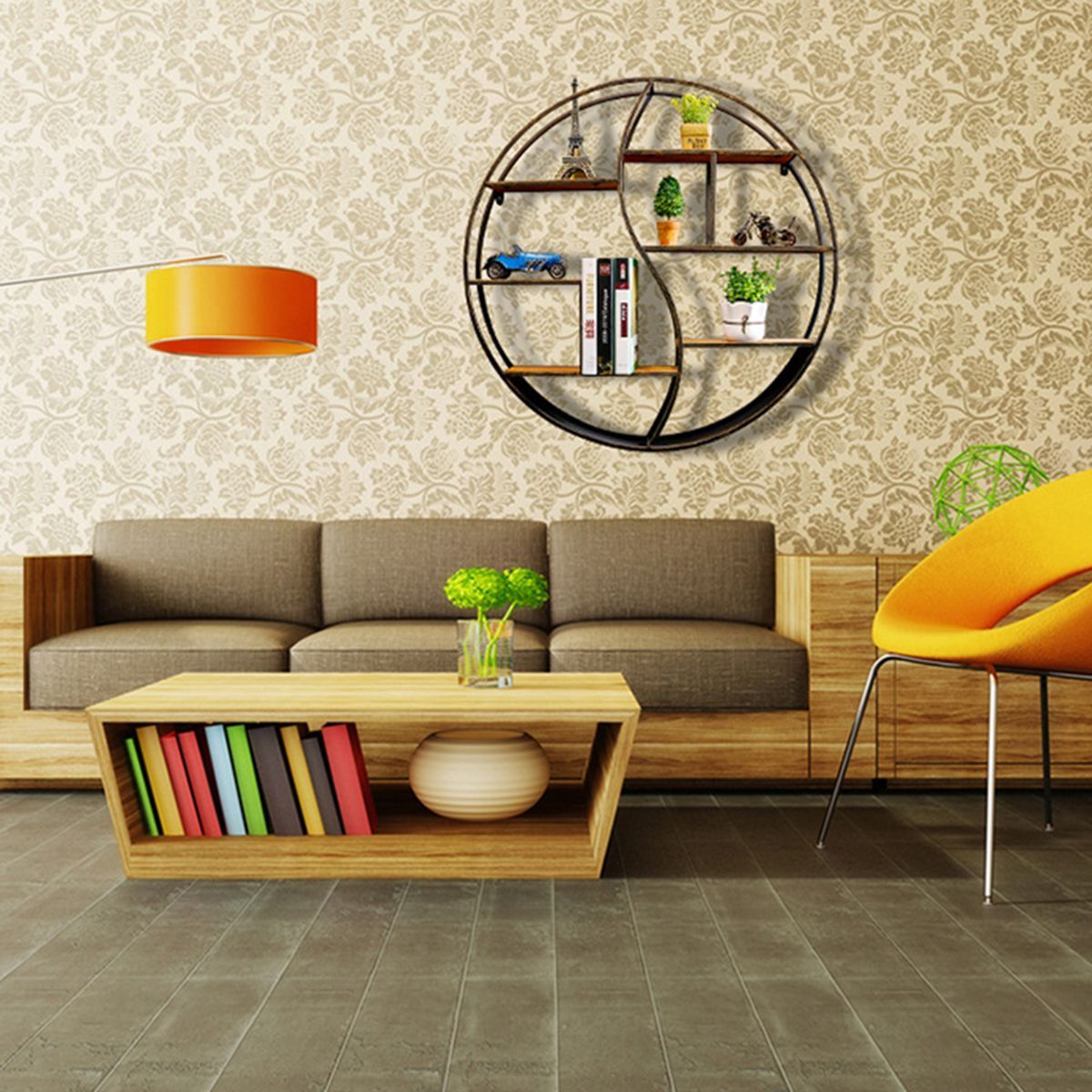 5980cm-Round-Shelf-Metal-Wood-Storage-Bookcase-Wall-Mounted-Bracket-Room-Decor-1366164