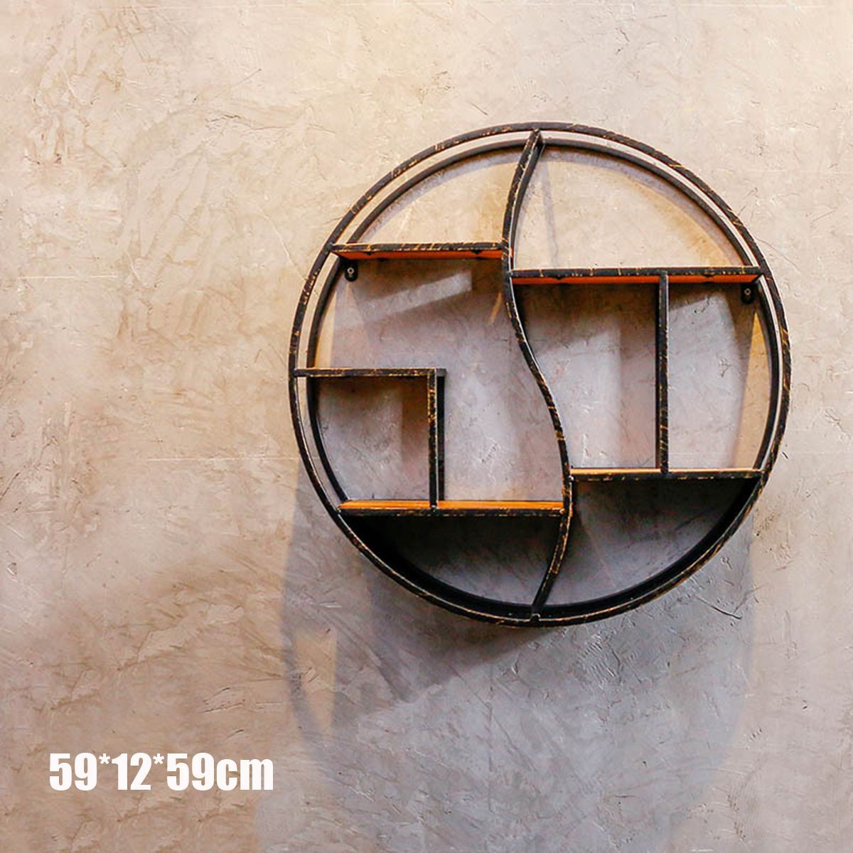 5980cm-Round-Shelf-Metal-Wood-Storage-Bookcase-Wall-Mounted-Bracket-Room-Decor-1366164