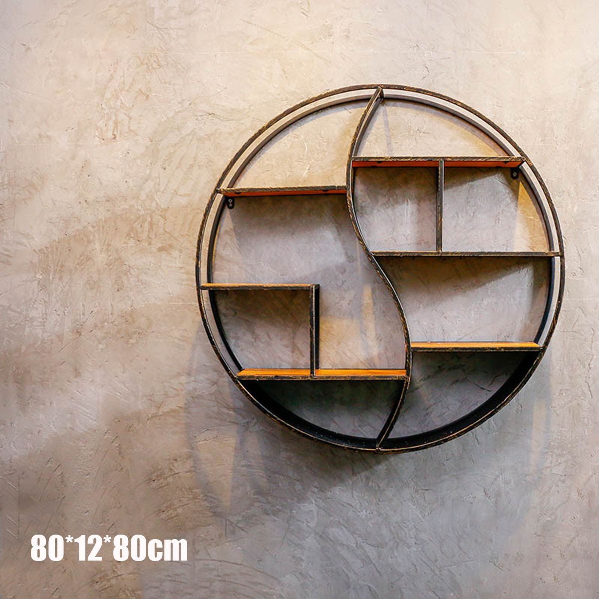 5980cm-Round-Shelf-Metal-Wood-Storage-Bookcase-Wall-Mounted-Bracket-Room-Decor-1366164