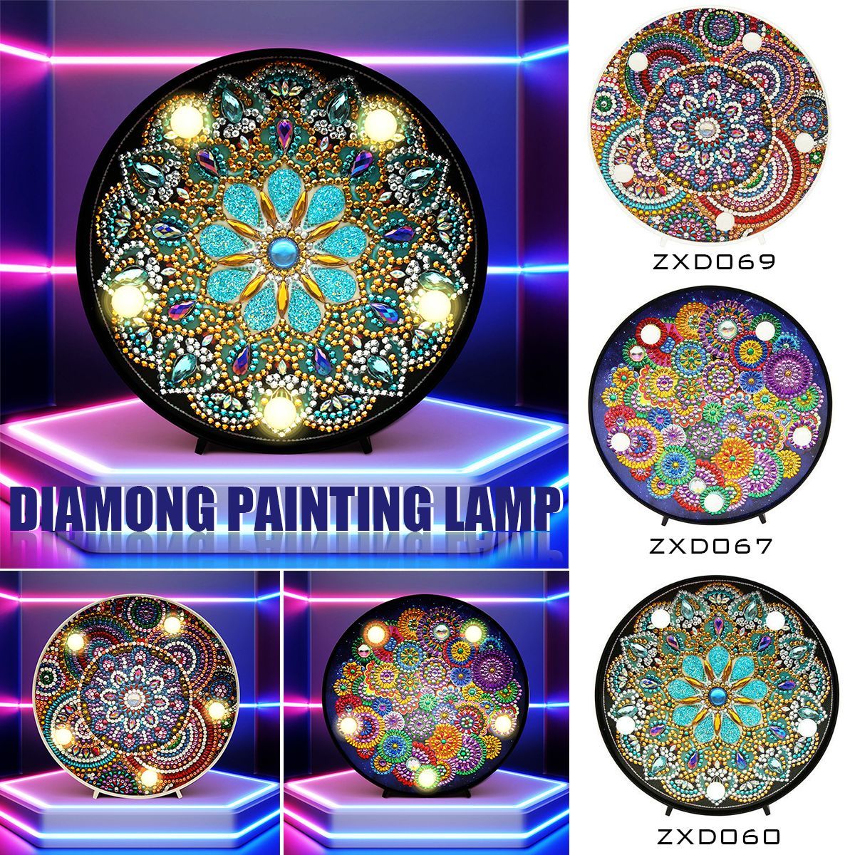 5D-Diamond-Painting-Mandala-Embroidery-Full-Special-Shaped-Drill-LED-Lamp-light-1685991