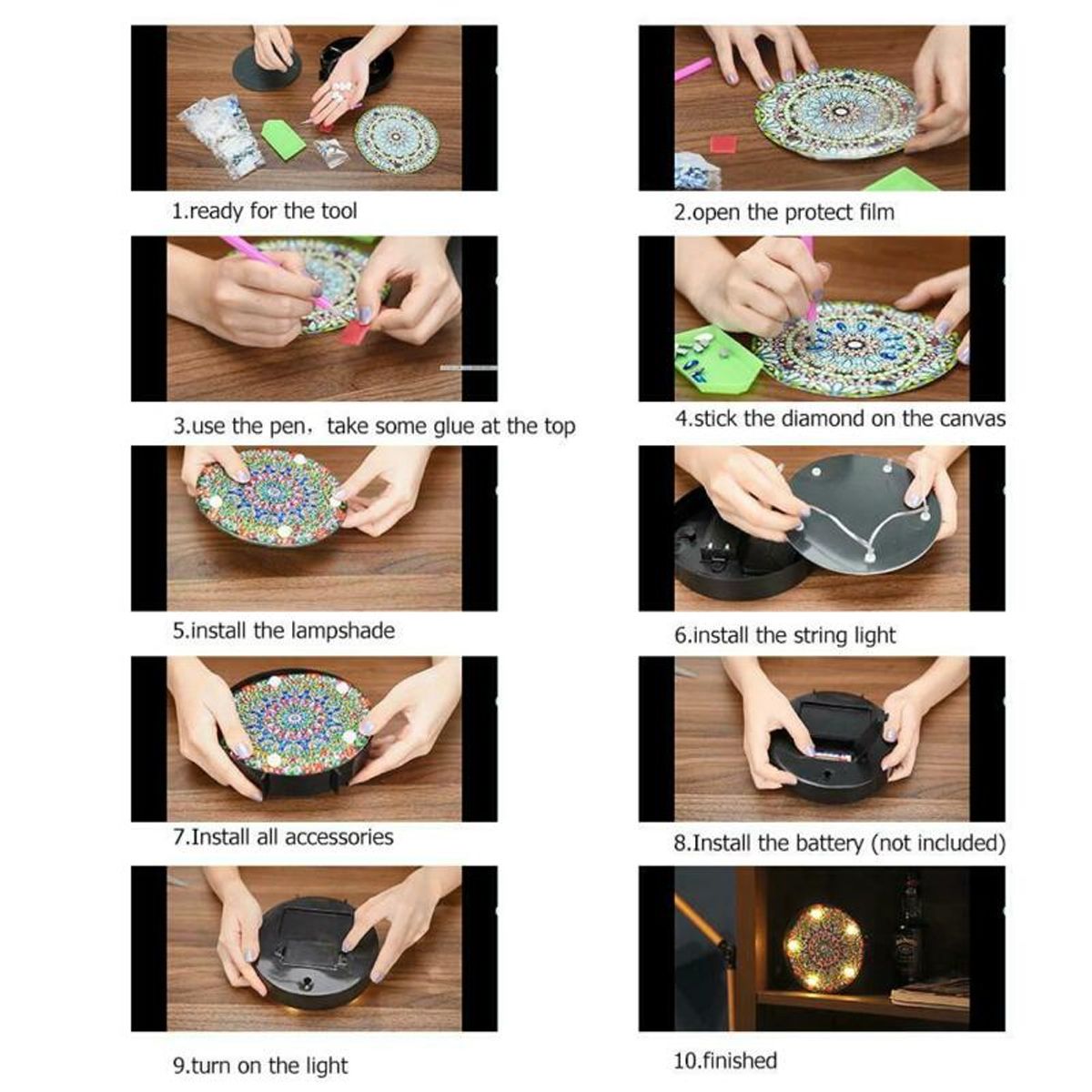 5D-Diamond-Painting-Mandala-Embroidery-Full-Special-Shaped-Drill-LED-Lamp-light-1685991