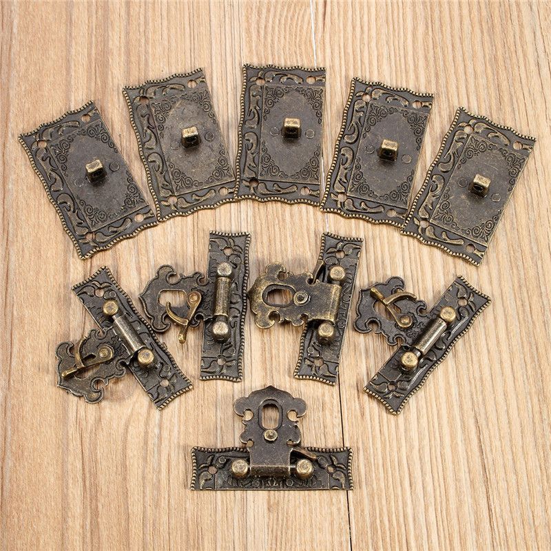 5Sets-Bronze-Wooden-Lock-Box-Suitcase-Toggle-Latch-Buckles-Tone-51cm-x29cm-1038739