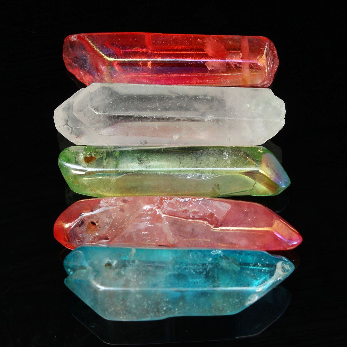 5pcs-35-38mm-Titanium-Rainbow-Natural-Quartz-Crystals-Pendant-Bead-Healing-Point-1571676