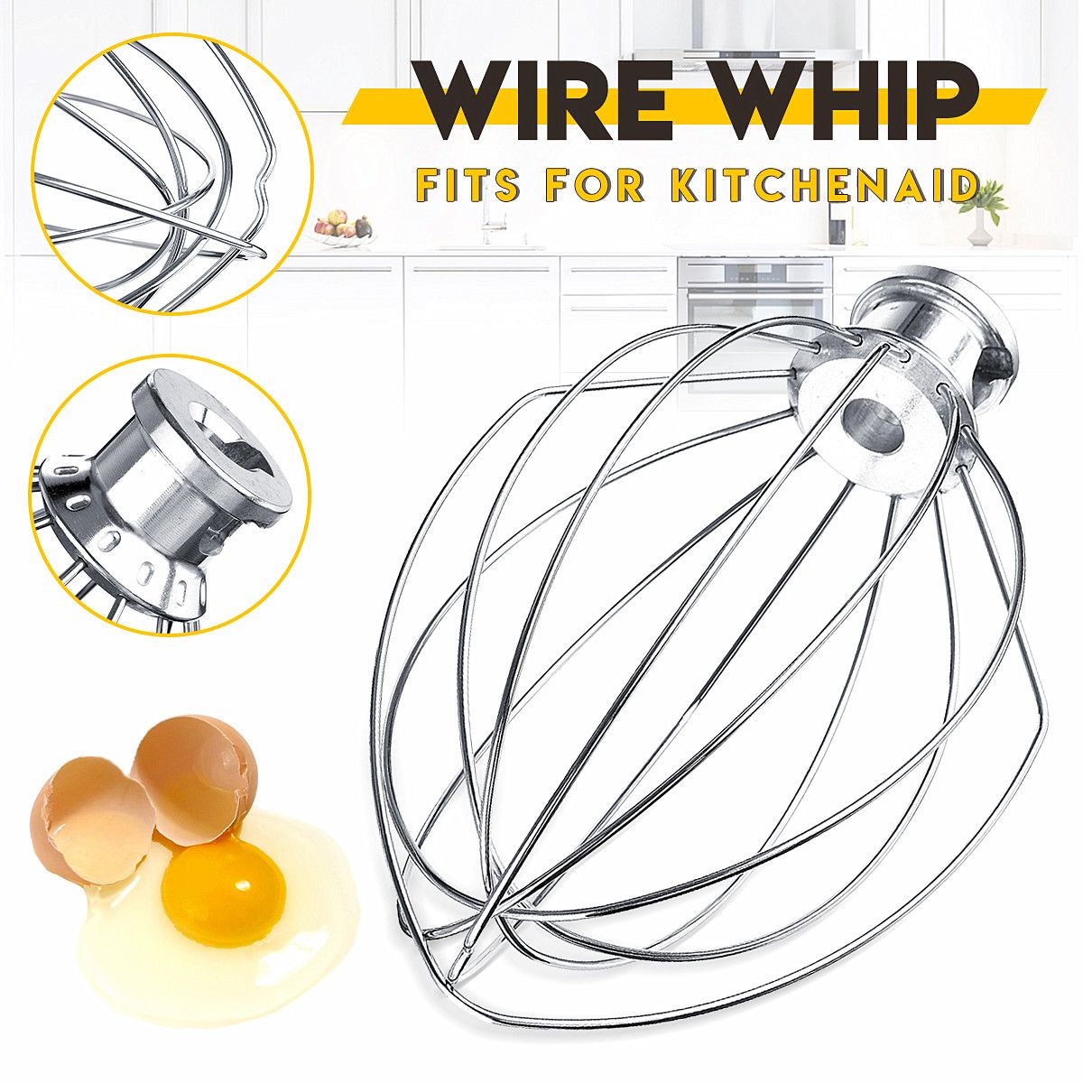 6-Wire-Whip-Whisk-Egg-Beater-Mixer-Stainless-Steel-For-KitchenAid-K5AWW-KSM90-1636506