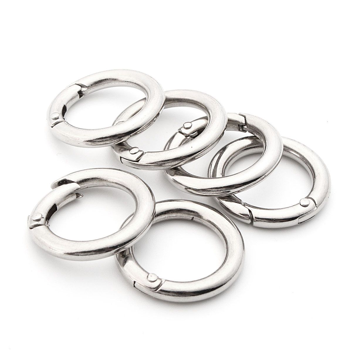 6Pcs-Round-Spring-Snap-Circle-Carabiner-Keychain-Snap-Camping-Hiking-1196632