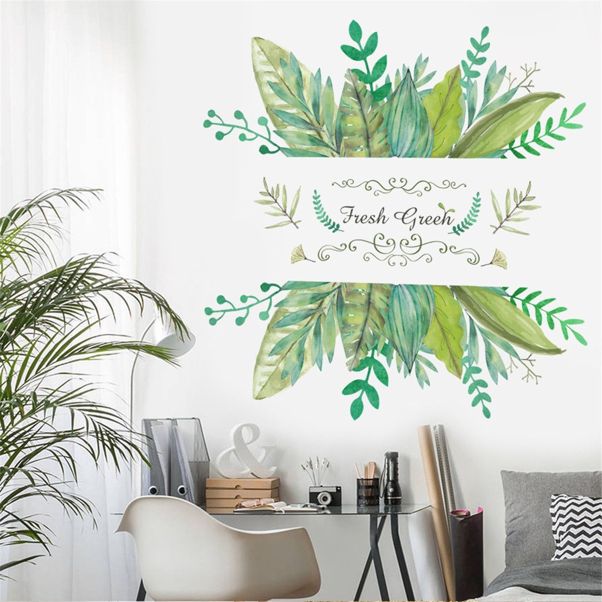 70x50cm-Green-Leaves-PVC-Wall-Sticker-Mural-Room-Background-Decor-DIY-Art-Decal-1602241