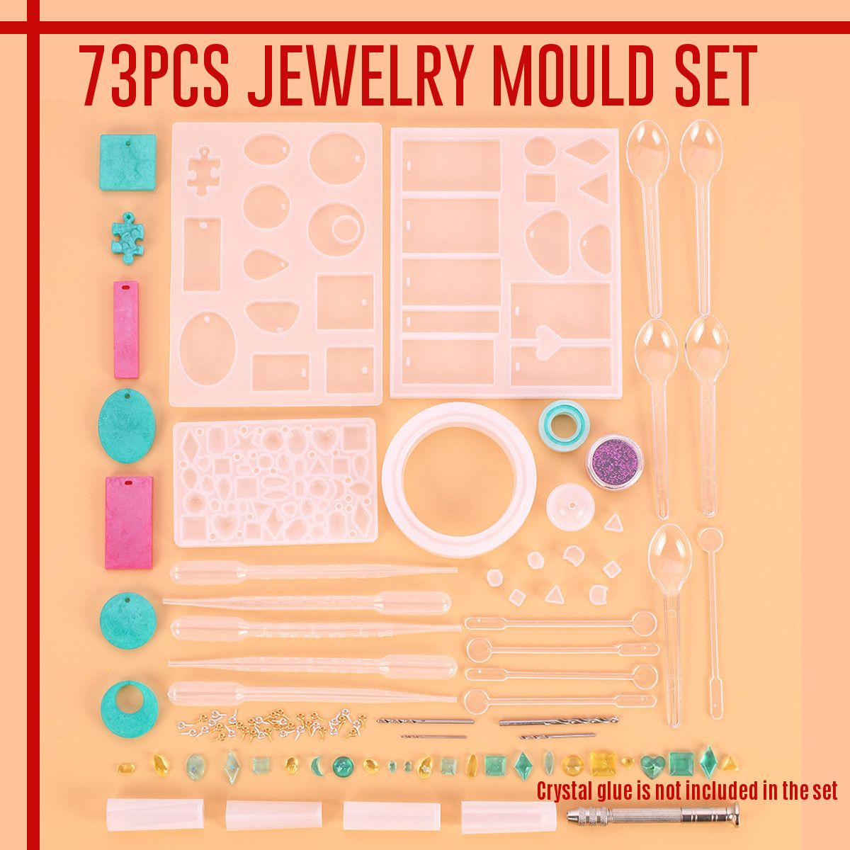 73PCS--DIY-Silicone-Jewelry-Handmade-Crystal-Glue-Casting-Mold-Pendant-Resin-Set-1660533