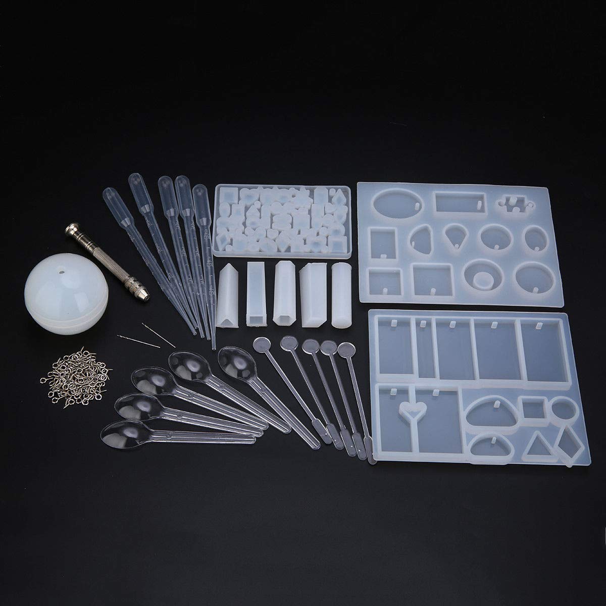 77PcsSet-Crystal-Epoxy-Resin-Silicone-Pendant-Casting-Mould-Kit-Transparent-Jewelry-Making-Mold-Spoo-1553195