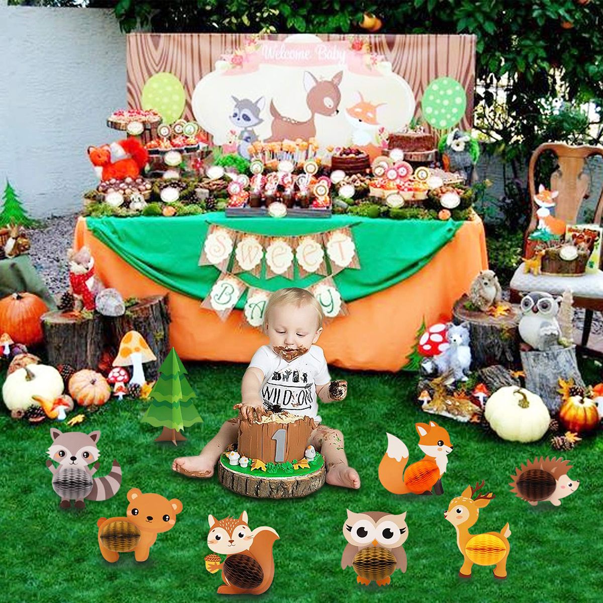 78Pcs-Woodland-Animal-Honeycomb-Center-3D-Table-Party-Themed-Decorations-1616454