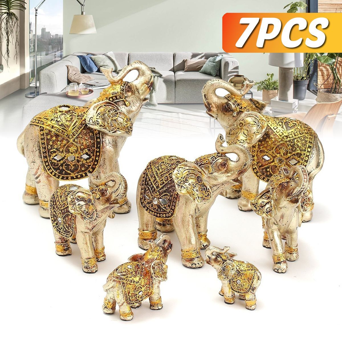 7Pcs-Feng-Shui-Golden-Elephant-Statue-Lucky-Wealth-Figurine-Gift-Home-Decor-1690816
