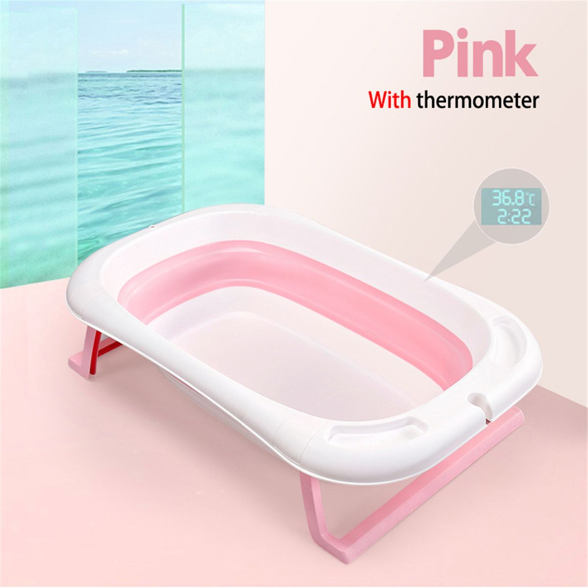 82cm323in-Portable-Foldable-Baby-Infant-Bathtub-Shower-Bath-Tub--Thermometer-1757295