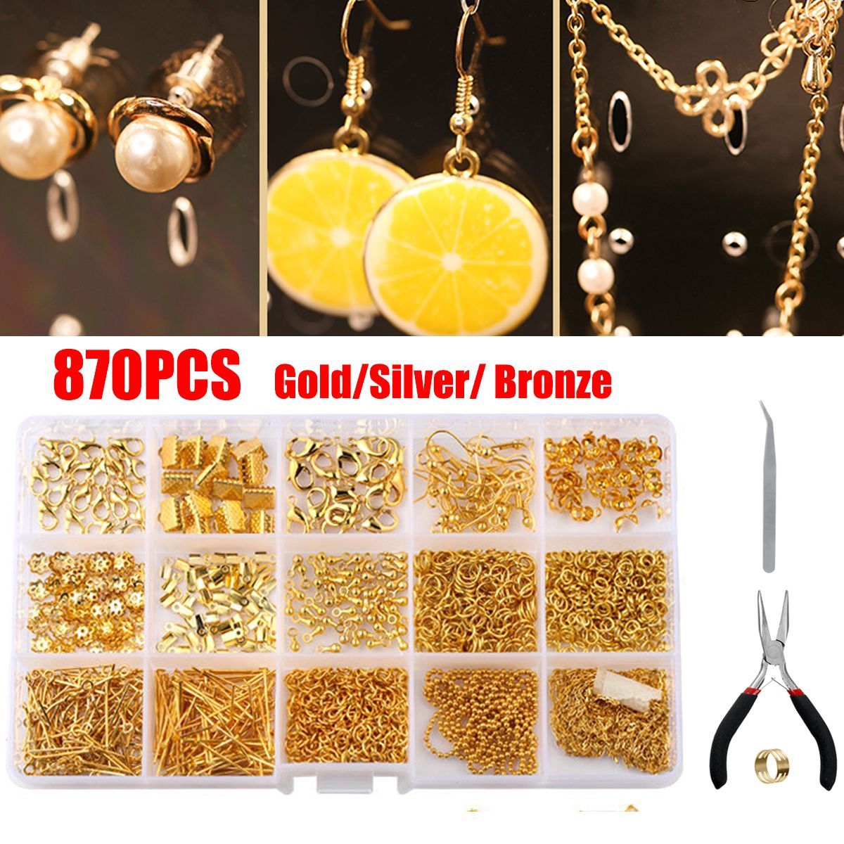 870pcs-GoldSilverBronze-Repair-Metal-Tools-DIY-Craft-Supplies-Jewelry-Making-1753756