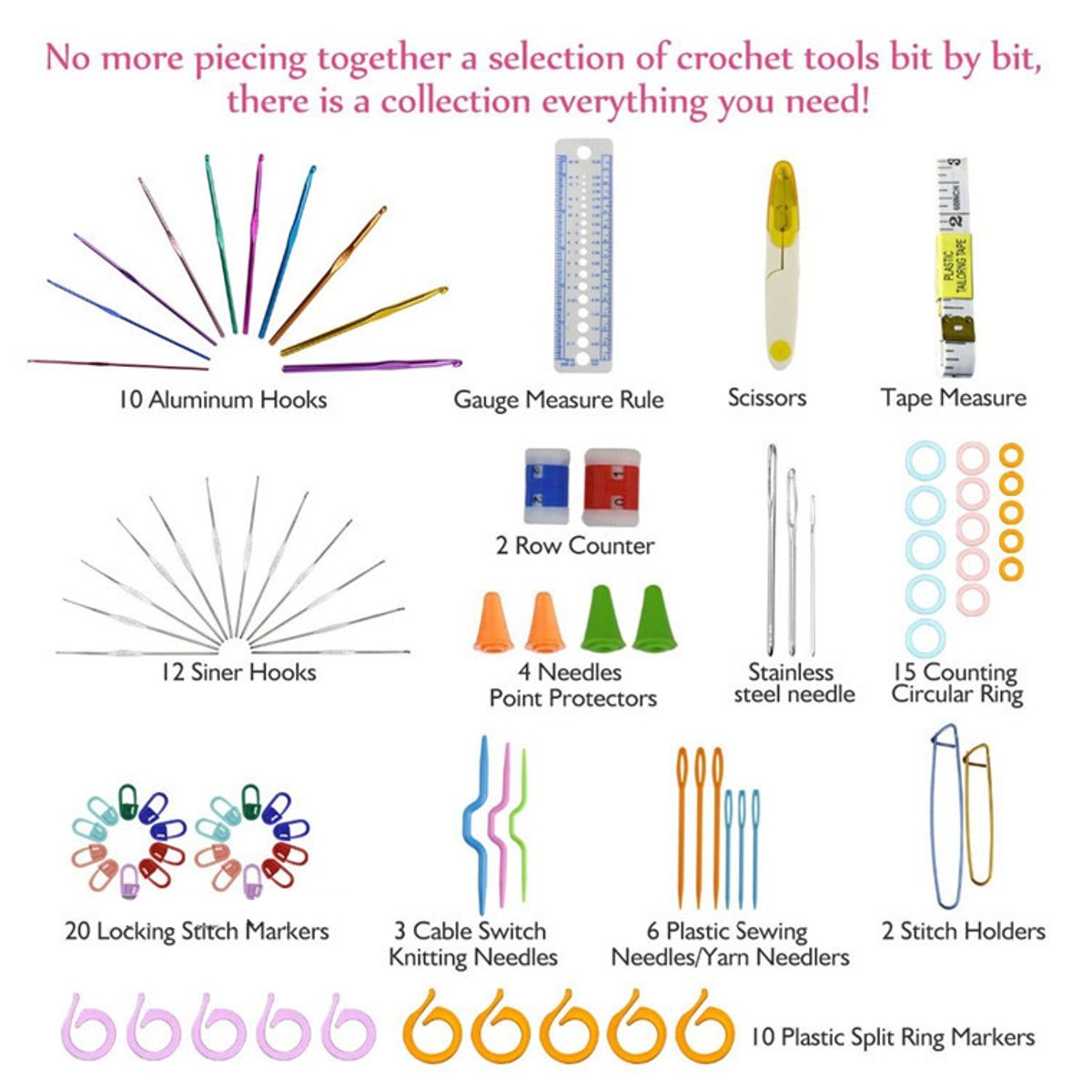 90pcs-Crochet-Hook-Kit-Yarn-Knitting-Needles-Sewing-Tool-Ergonomic-Grip-Bag-Set-1761637