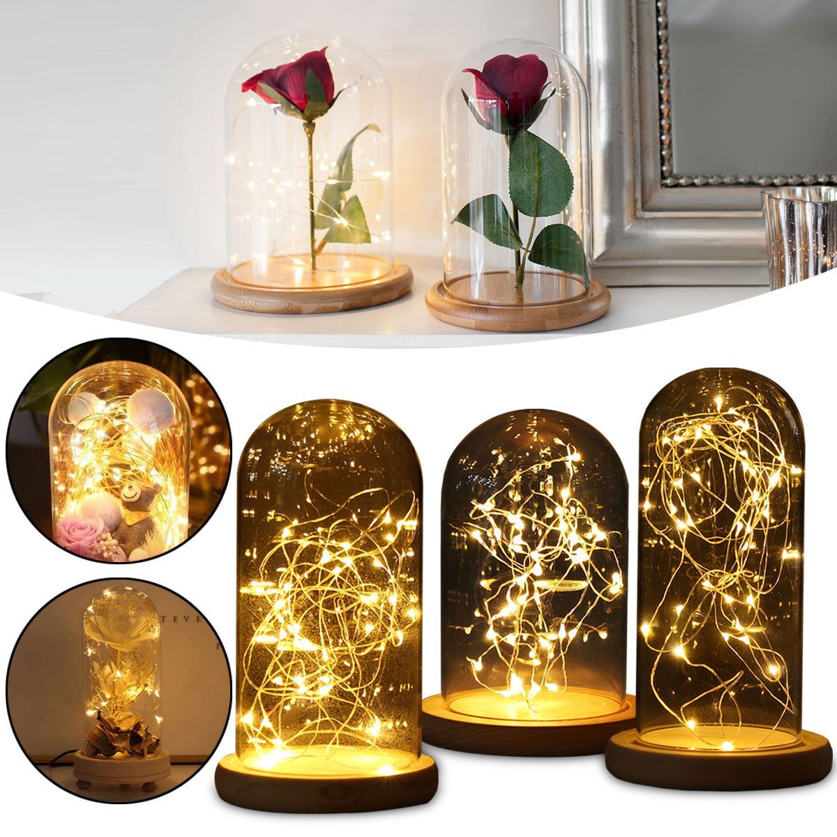 9x15cm-Glass-Dome-Bell-Jar-Cloche-Display-Wooden-Base-With-Fairy-LED-Light-Decorations-Christmas-Gif-1394851