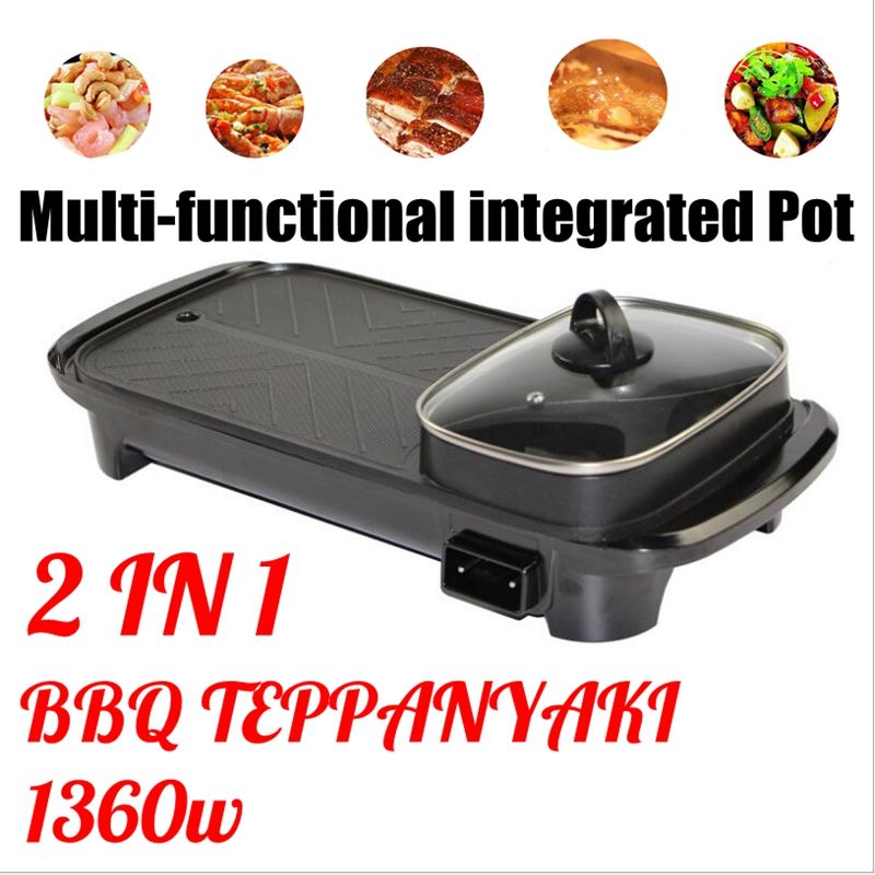 AUGIENB-2-In-1-Electric-Barbecue-Pan-Grill-Teppanyaki-Cook-Fry-BBQ-Oven-Hot-1673139