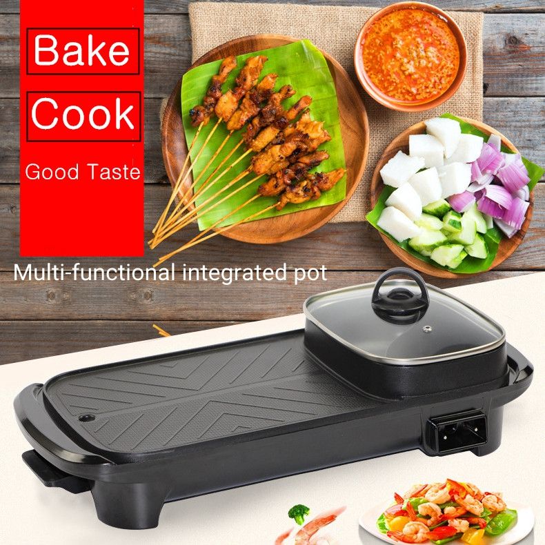 AUGIENB-2-In-1-Electric-Barbecue-Pan-Grill-Teppanyaki-Cook-Fry-BBQ-Oven-Hot-1673139